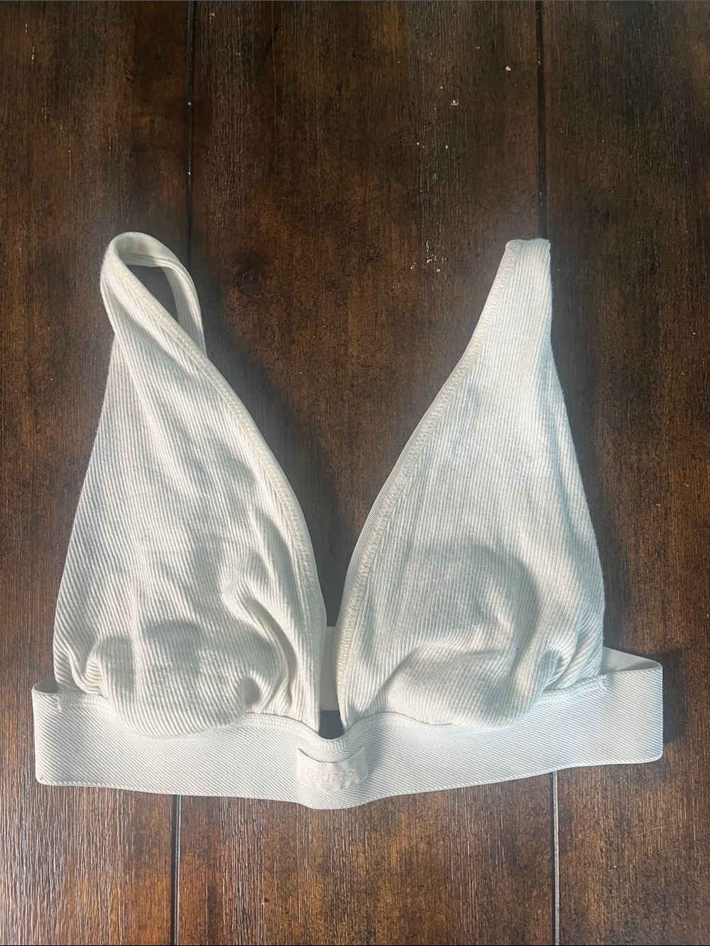 SKIMS White Ribbed V-Neck Bralette